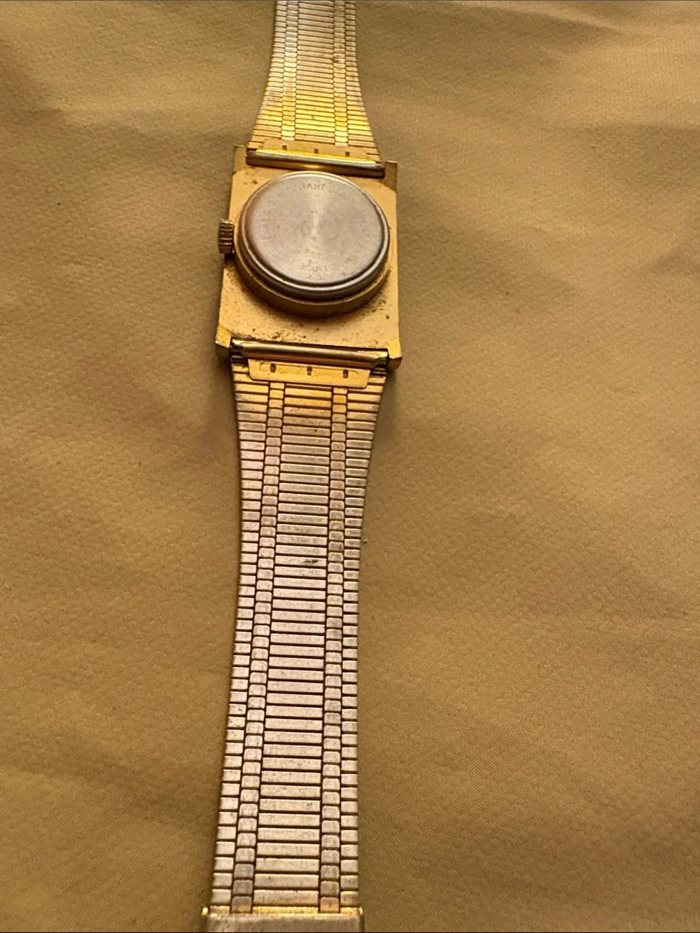 Silver and Gold Square-Face Metal Band Watch